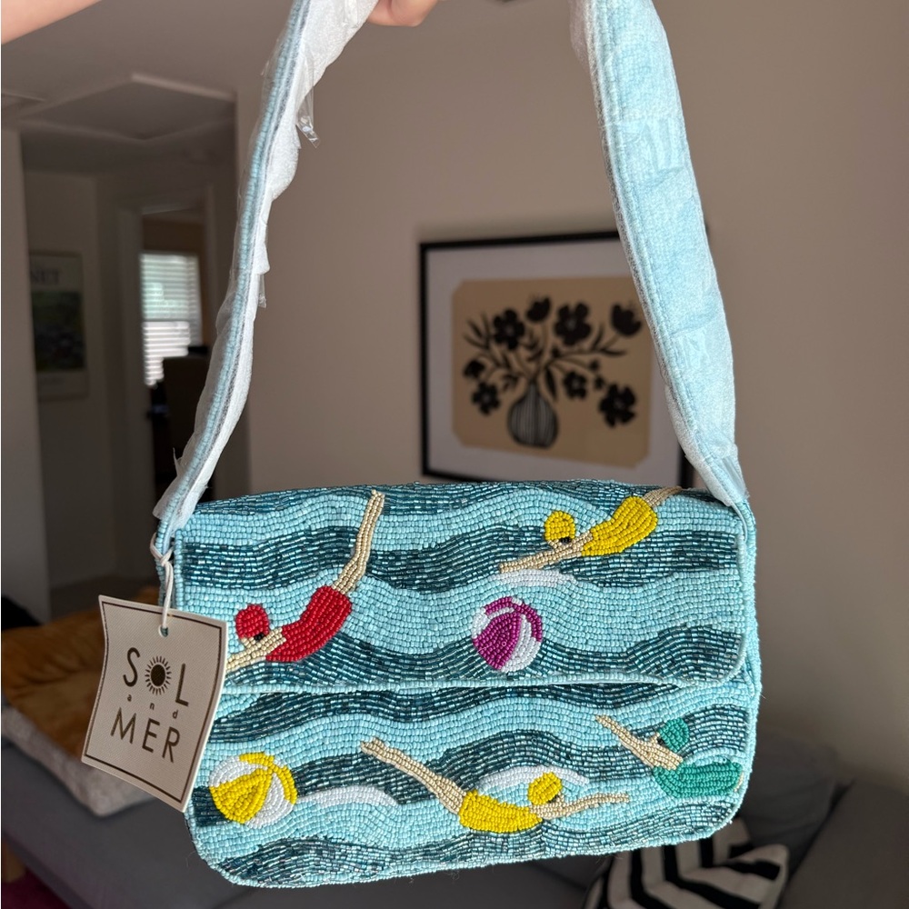 Summer Swimmers Beaded Bag NWT